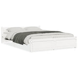 Cadre de lit sans matelas blanc bois massif 140x200 cm