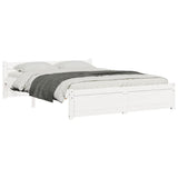 Cadre de lit sans matelas blanc bois massif 140x200 cm