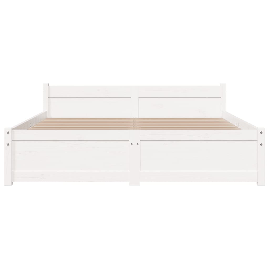 Cadre de lit sans matelas blanc bois massif 140x200 cm