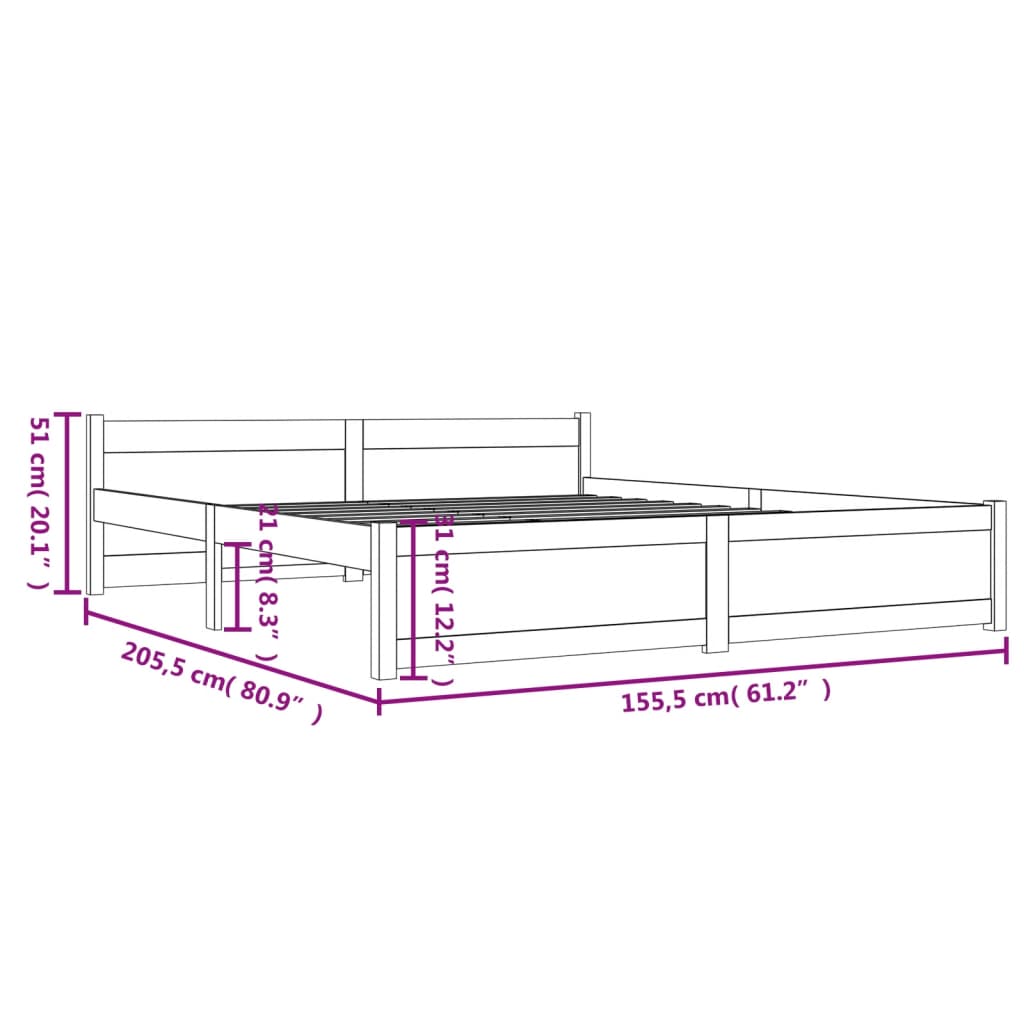 Bettgestell ohne Matratze Massivholz 150x200 cm