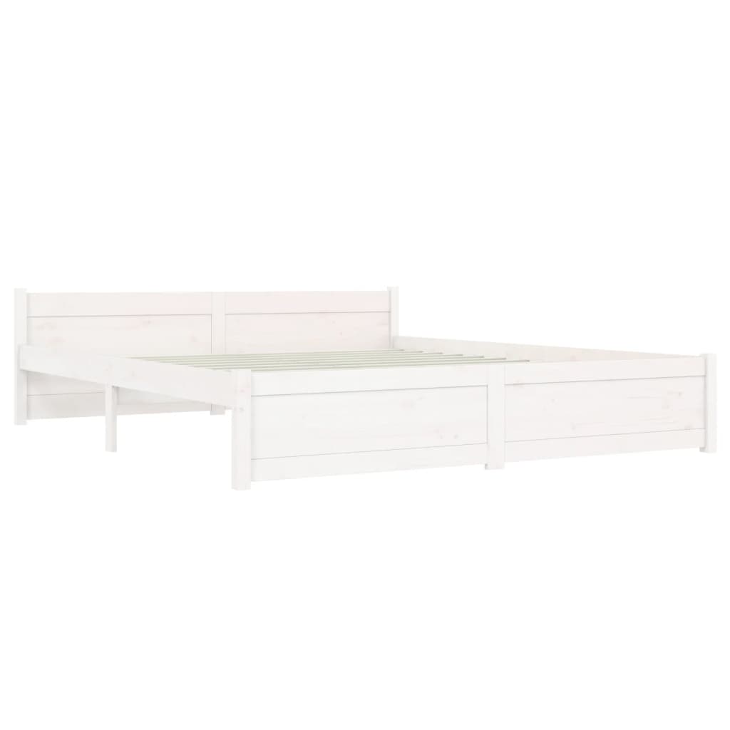 Cadre de lit sans matelas blanc bois massif 150x200 cm