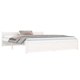 Cadre de lit sans matelas blanc bois massif 150x200 cm