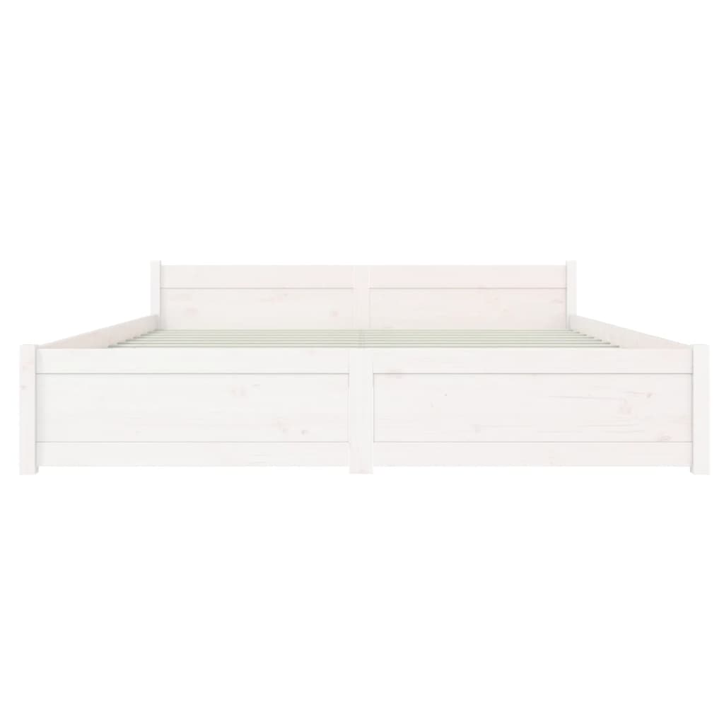 Cadre de lit sans matelas blanc bois massif 150x200 cm