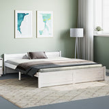 Cadre de lit sans matelas blanc bois massif 150x200 cm