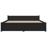 Cadre de lit sans matelas noir bois massif 150x200 cm