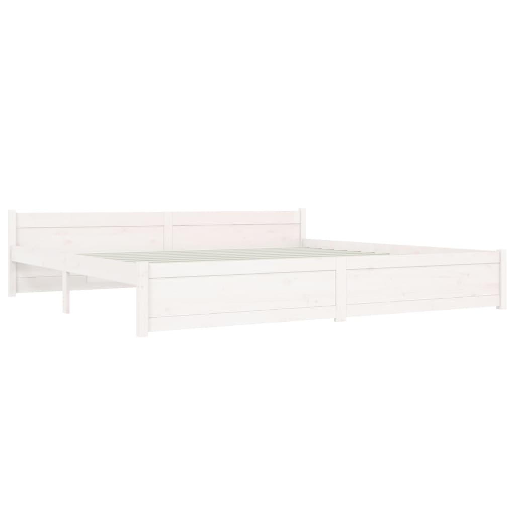 Cadre de lit sans matelas blanc bois massif 200x200 cm