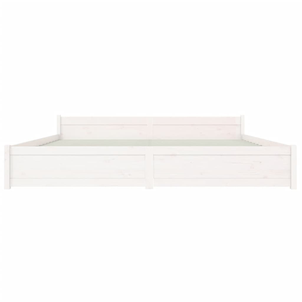 Cadre de lit sans matelas blanc bois massif 200x200 cm