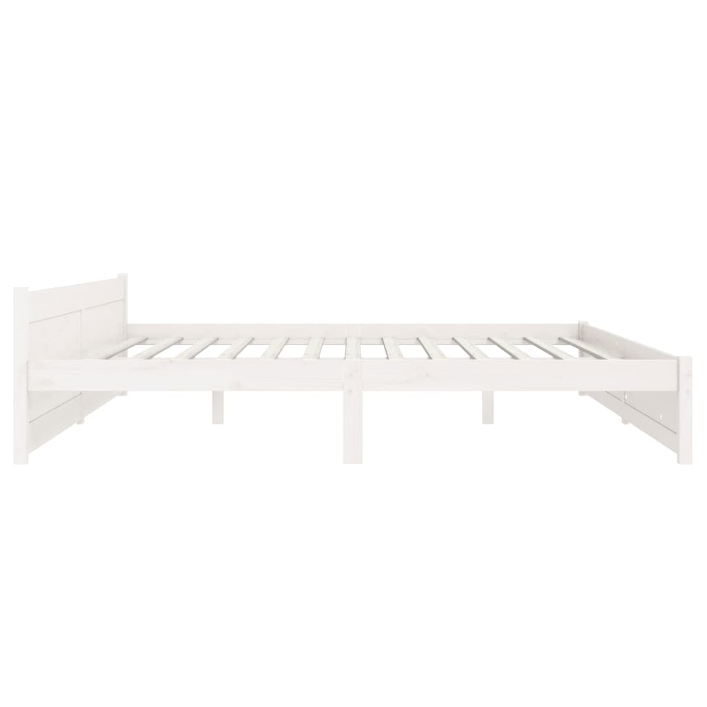 Cadre de lit sans matelas blanc bois massif 200x200 cm