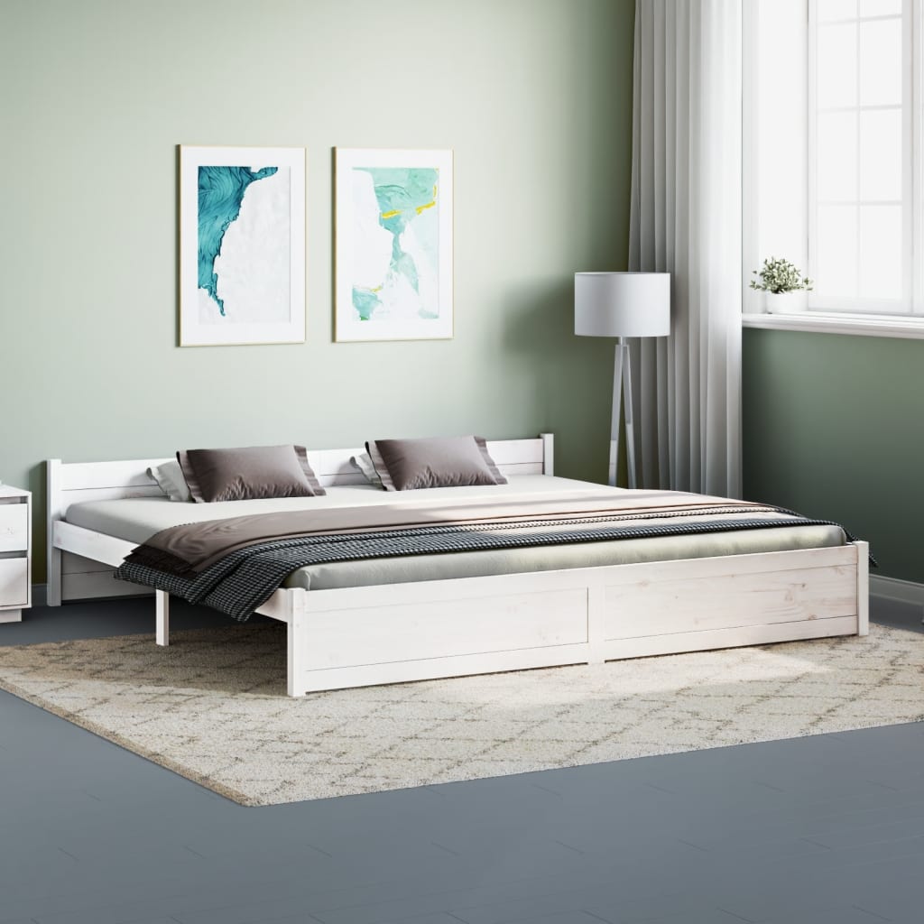 Cadre de lit sans matelas blanc bois massif 200x200 cm