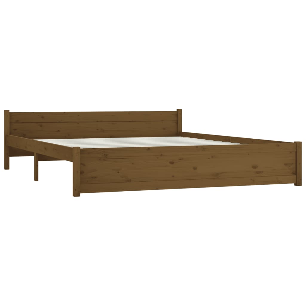 Cadre de lit sans matelas marron miel bois massif 200x200 cm