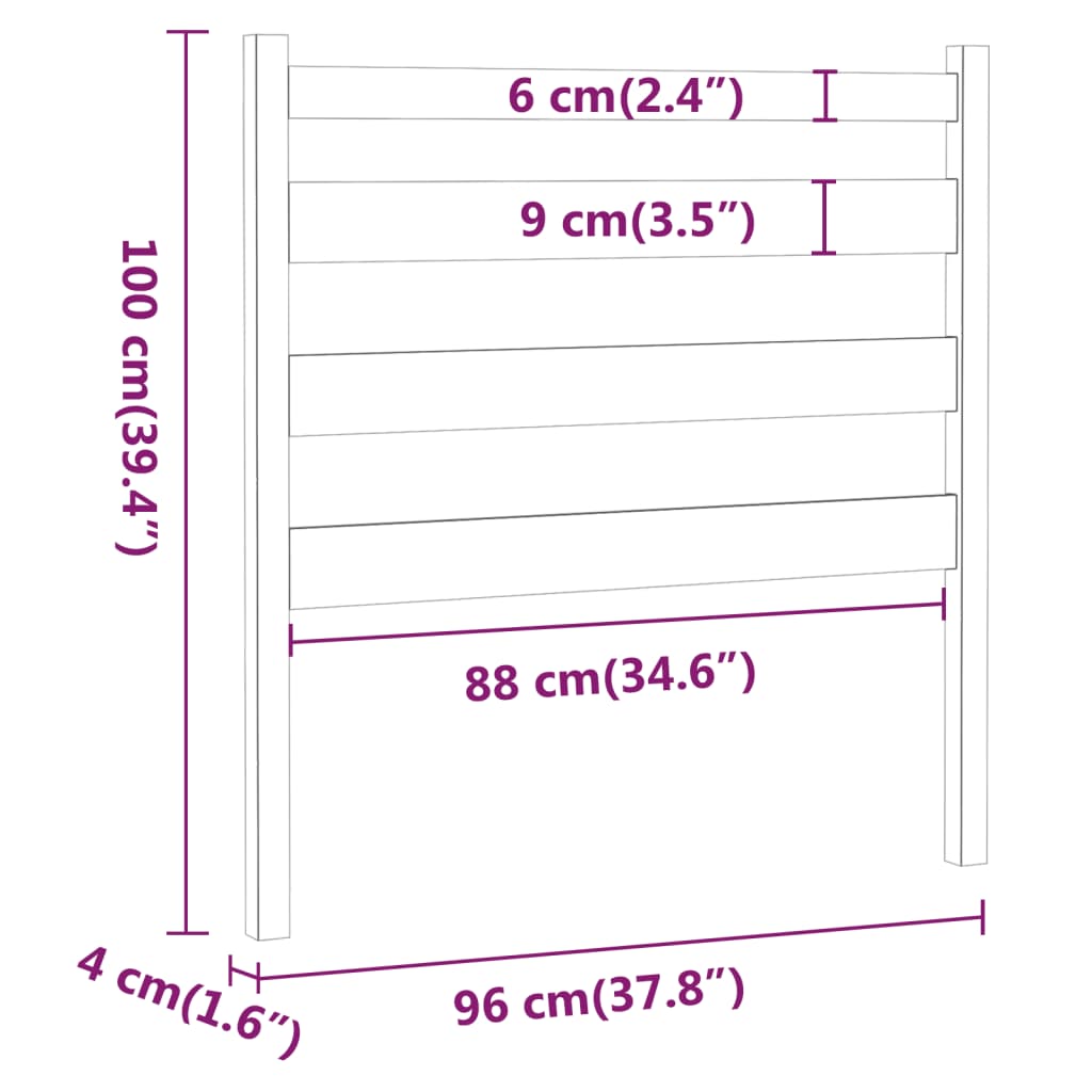 Tête de lit Blanc 96x4x100 cm Bois massif de pin