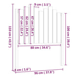 Tête de lit Noir 96x4x110 cm Bois massif de pin