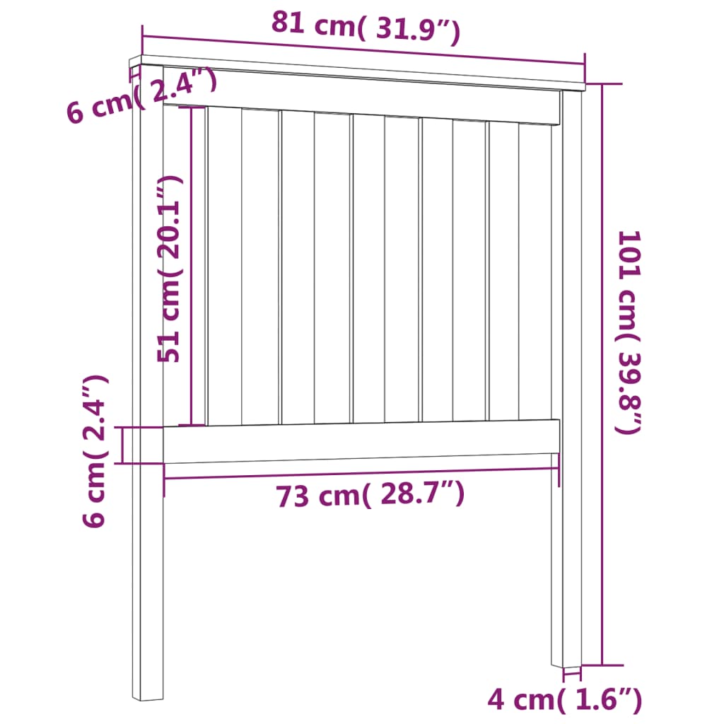 Tête de lit Blanc 81x6x101 cm Bois massif de pin