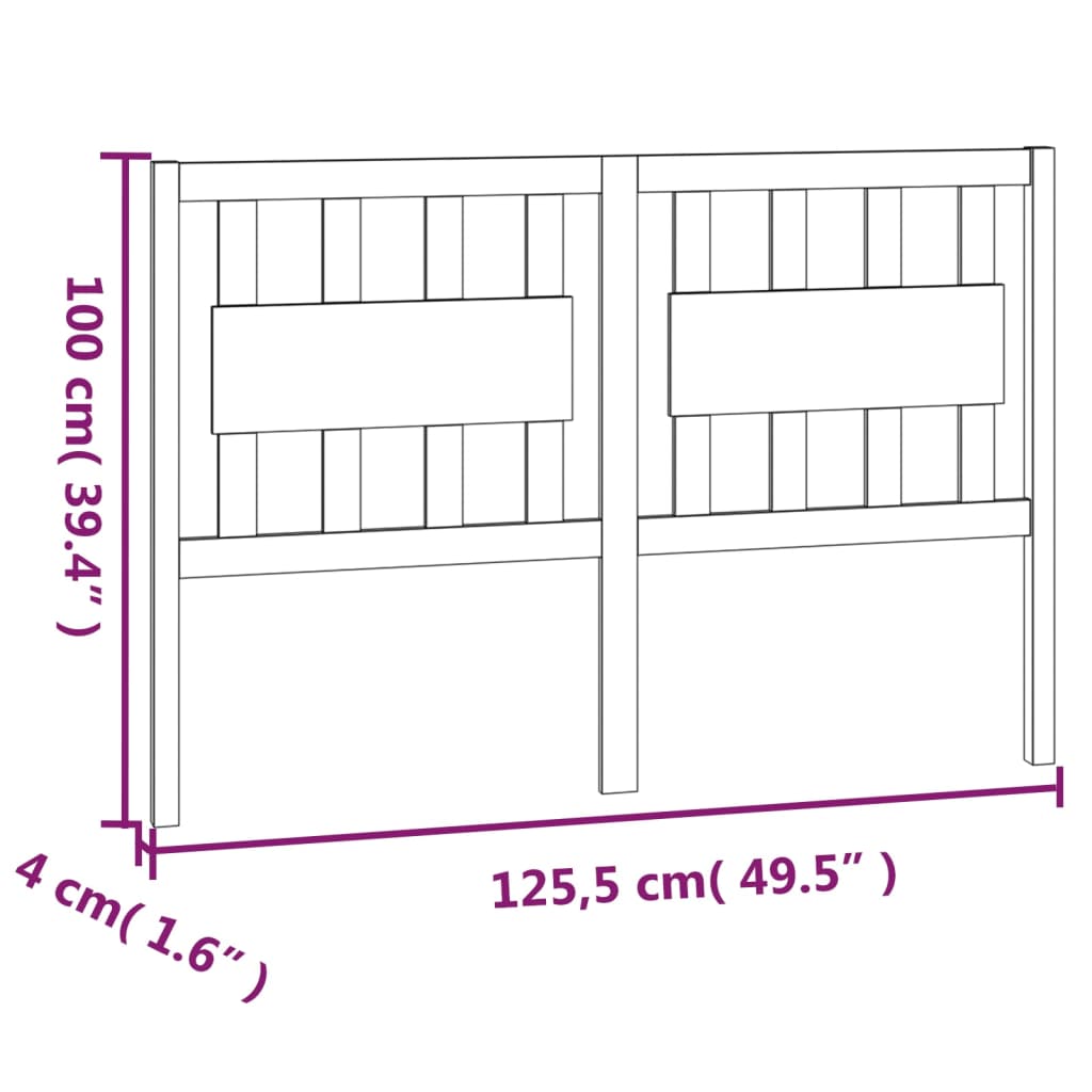 Tête de lit Marron miel 125,5x4x100 cm Bois massif de pin