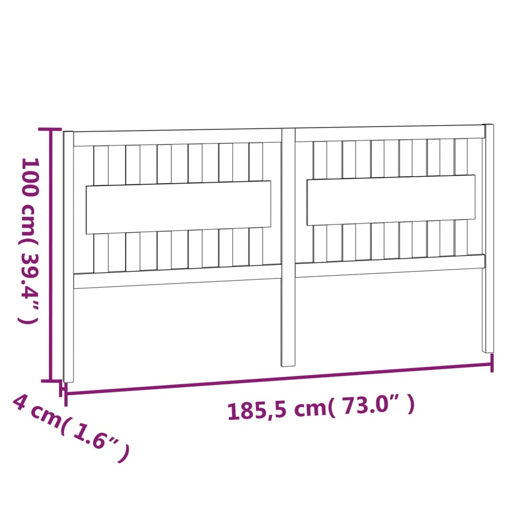 Tête de lit Blanc 185,5x4x100 cm Bois massif de pin