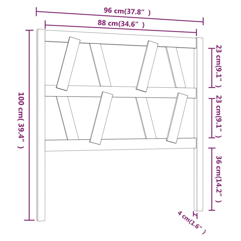 Tête de lit Blanc 96x4x100 cm Bois massif de pin