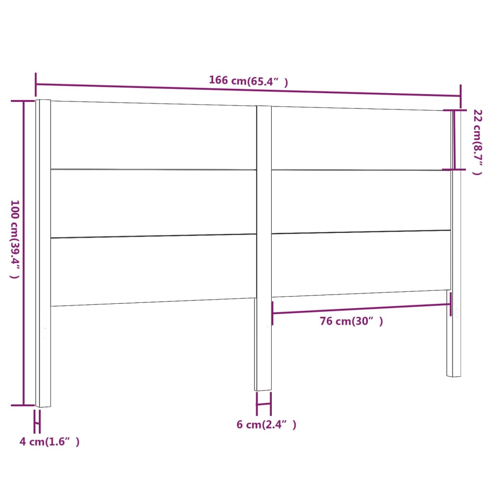 Tête de lit Blanc 166x4x100 cm Bois massif de pin