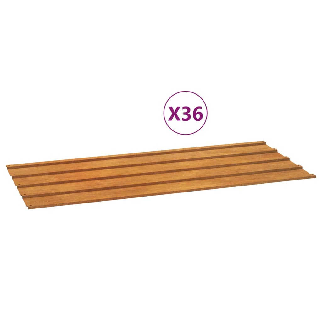 Panneaux de toiture 36 pcs rouillé 100x44 cm Acier corten