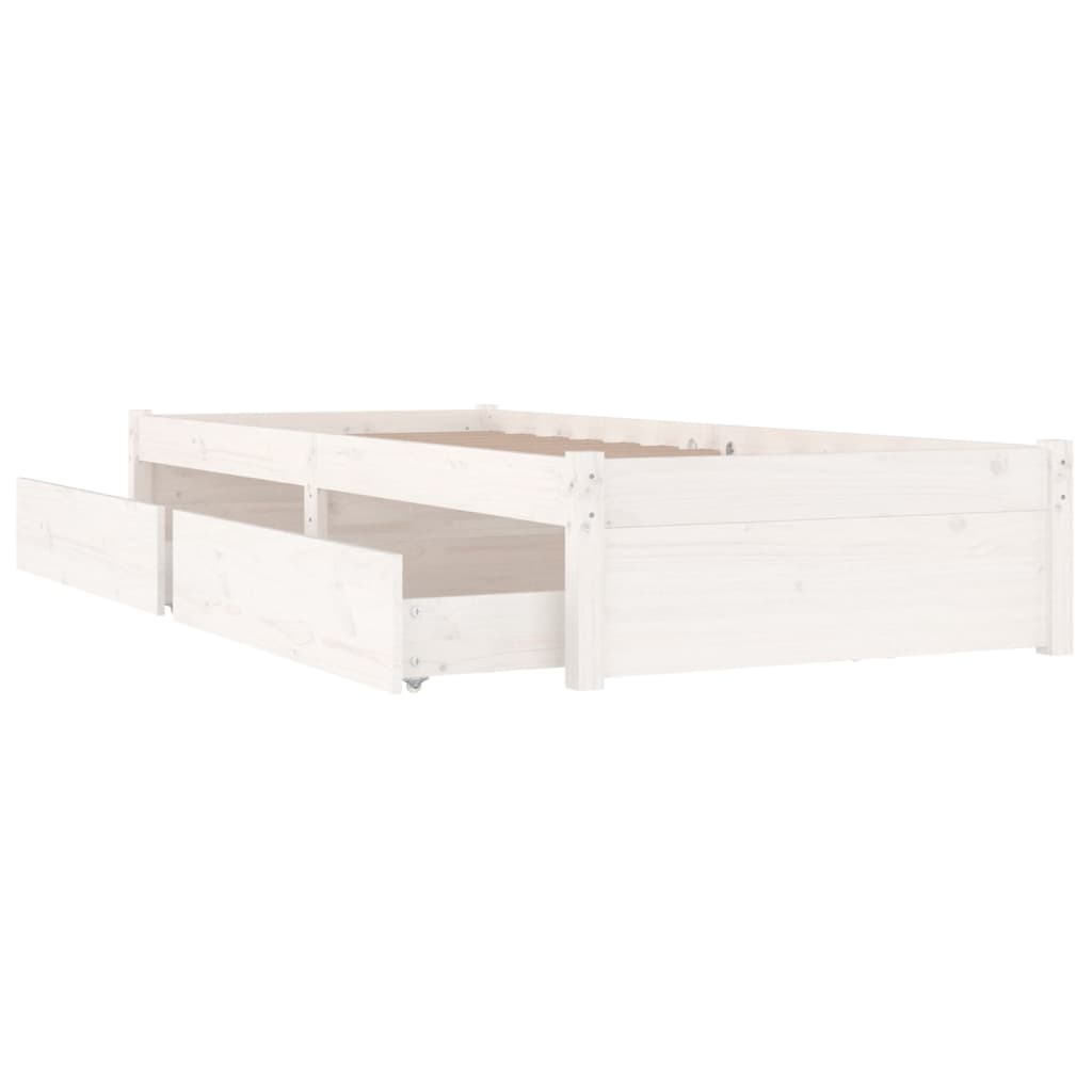 Cadre de lit sans matelas avec tiroirs blanc