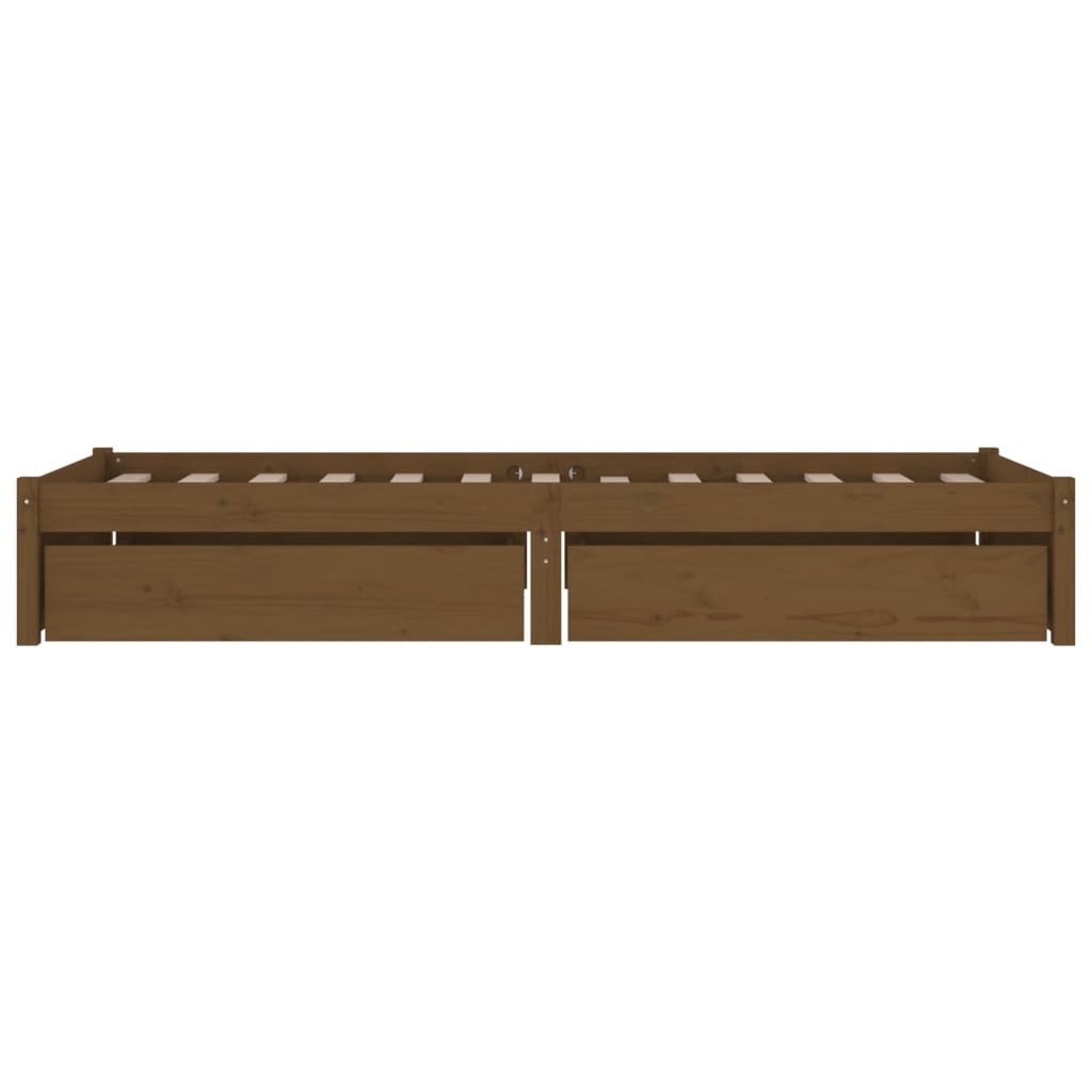 Cadre de lit sans matelas avec tiroirs marron miel 90x200 cm