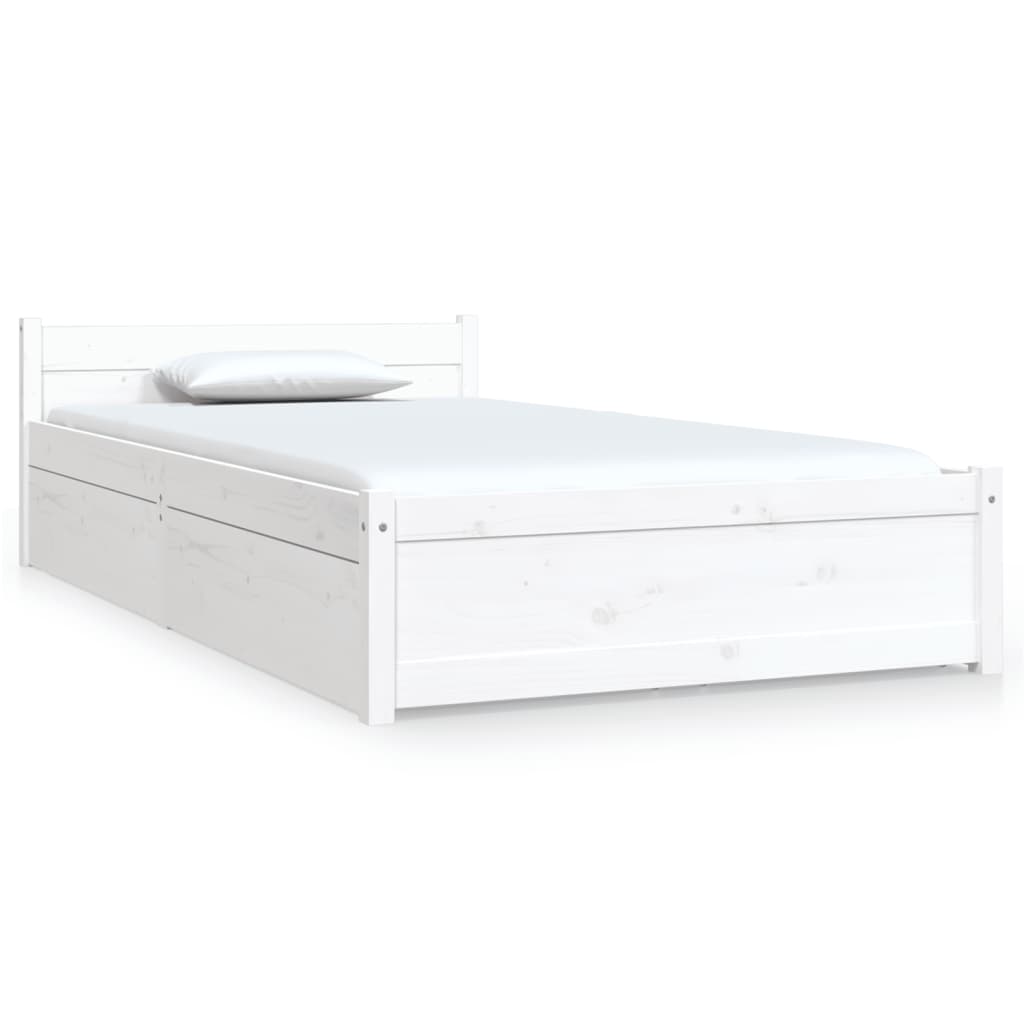 Cadre de lit sans matelas avec tiroirs blanc