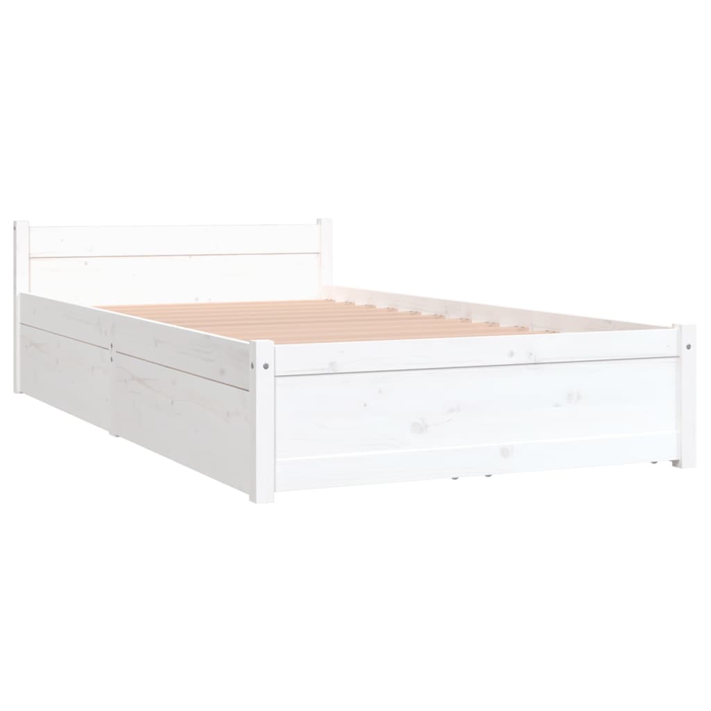 Cadre de lit sans matelas avec tiroirs blanc