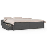 Cadre de lit sans matelas avec tiroirs gris