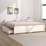 Cadre de lit sans matelas avec tiroirs blanc 200x200 cm