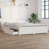 Cadre de lit sans matelas avec tiroirs blanc