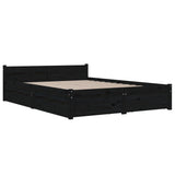 Cadre de lit sans matelas avec tiroirs noir 140x190 cm