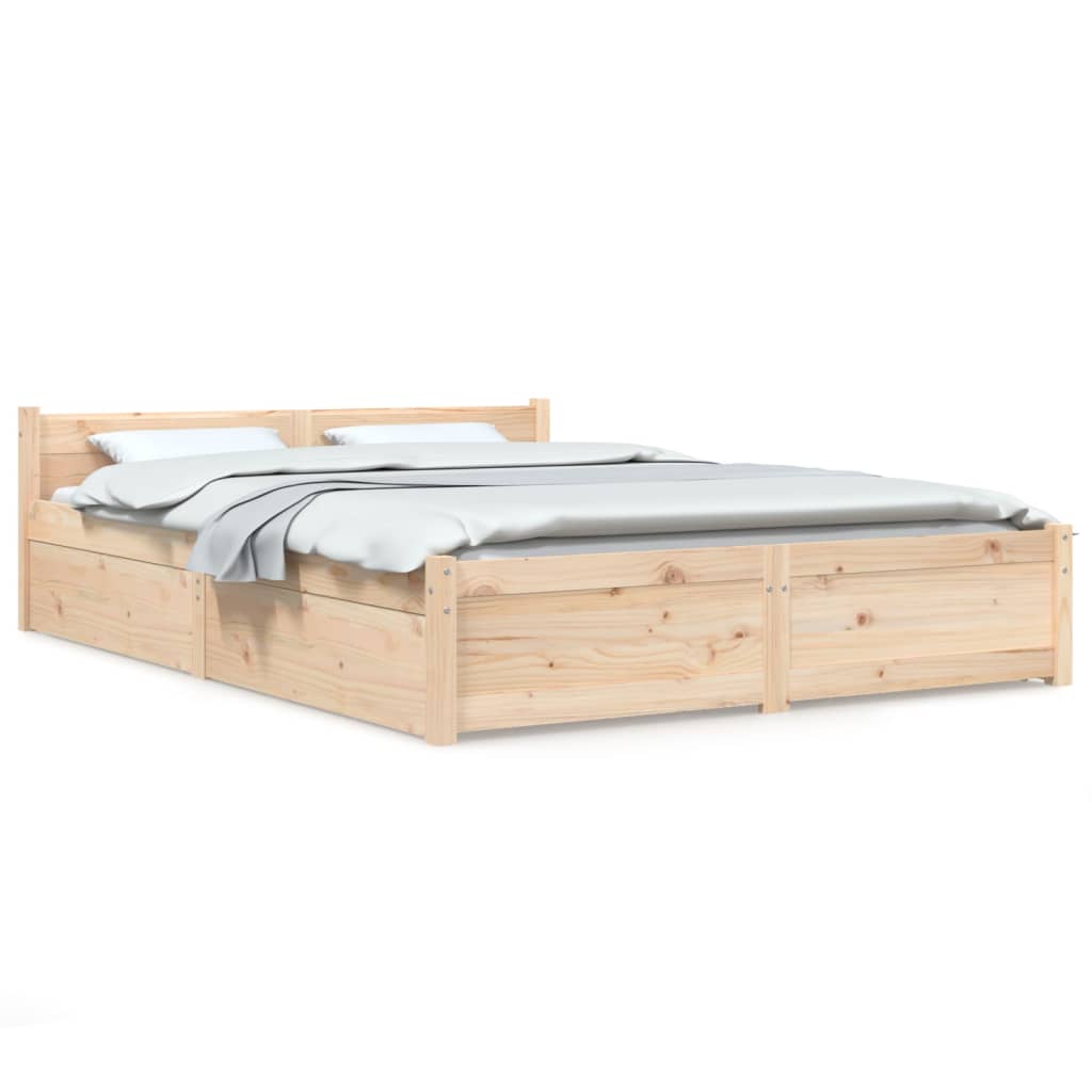 Cadre de lit sans matelas avec tiroirs