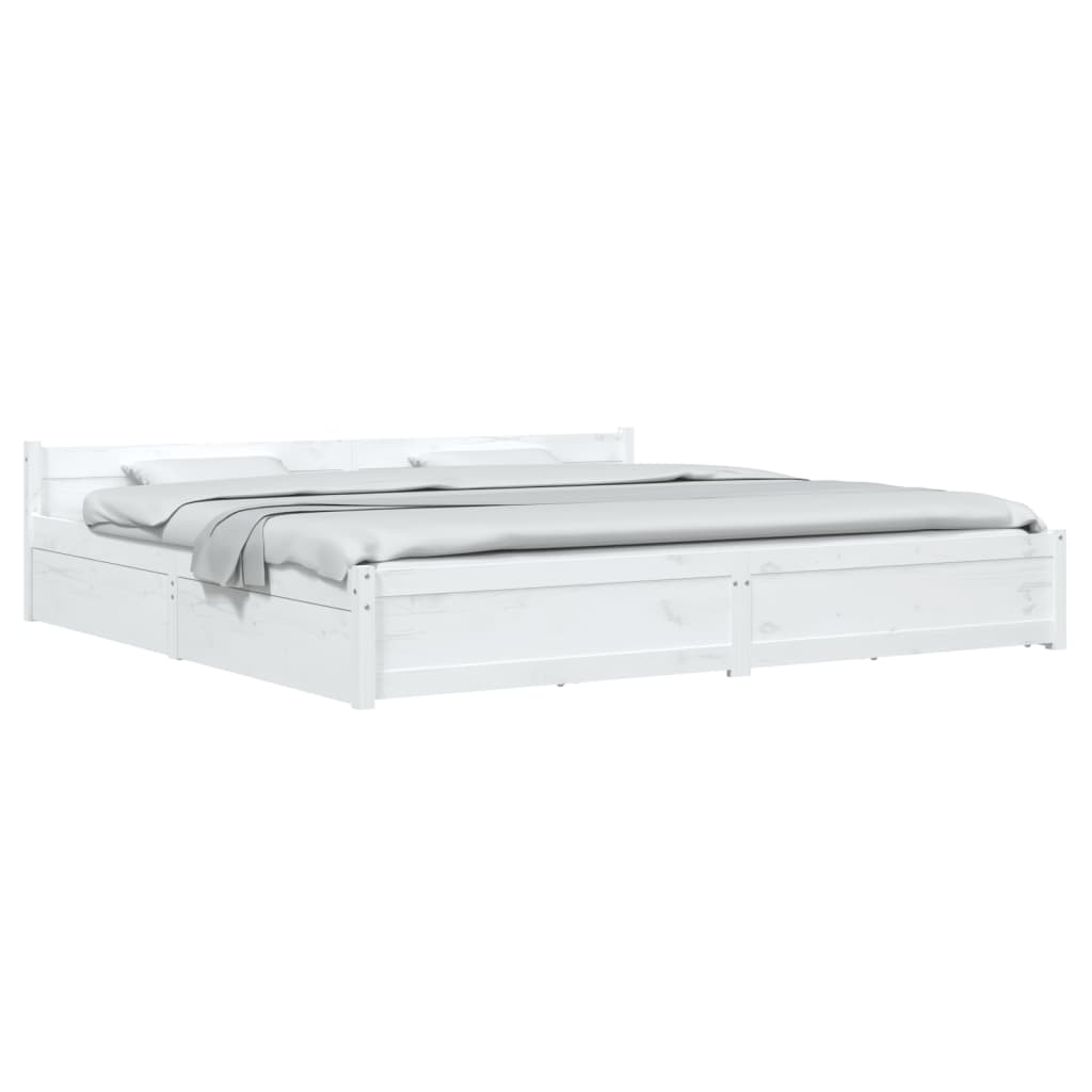 Cadre de lit sans matelas avec tiroirs blanc