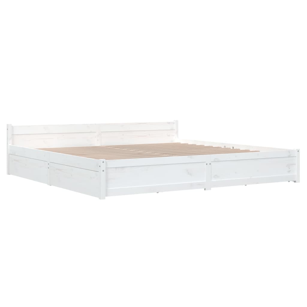 Cadre de lit sans matelas avec tiroirs blanc