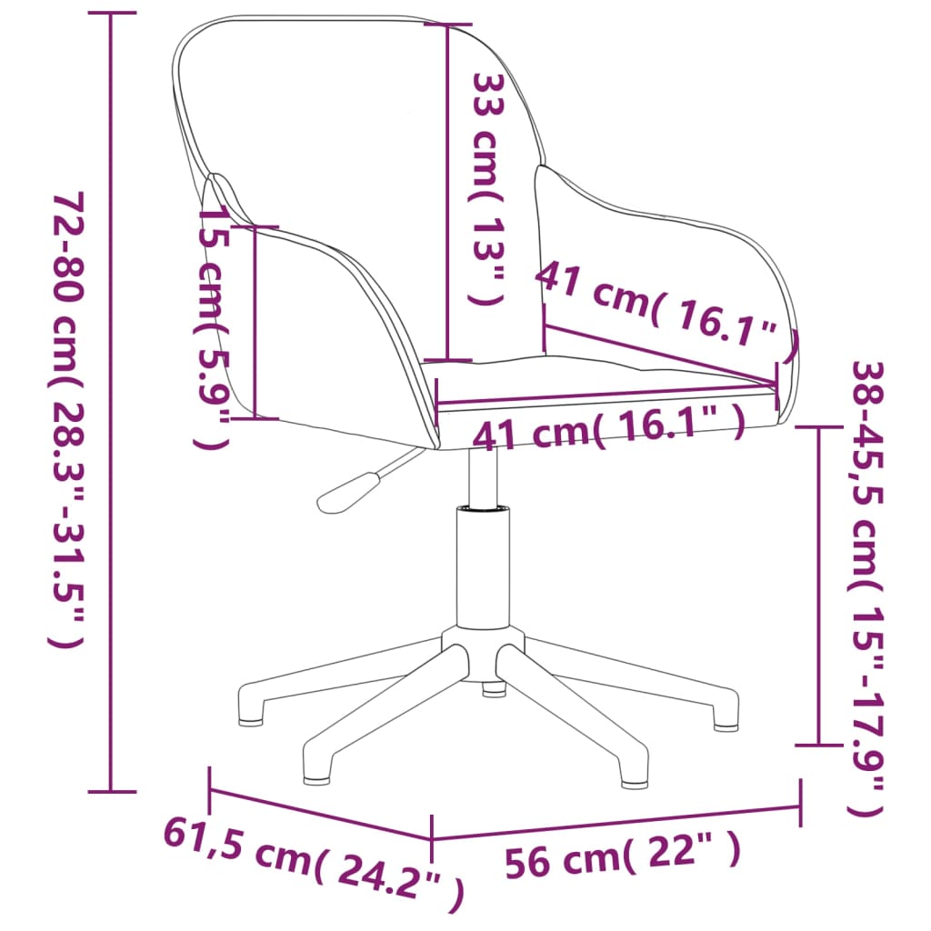 Chaises pivotantes à manger lot de 2 Vert foncé Velours