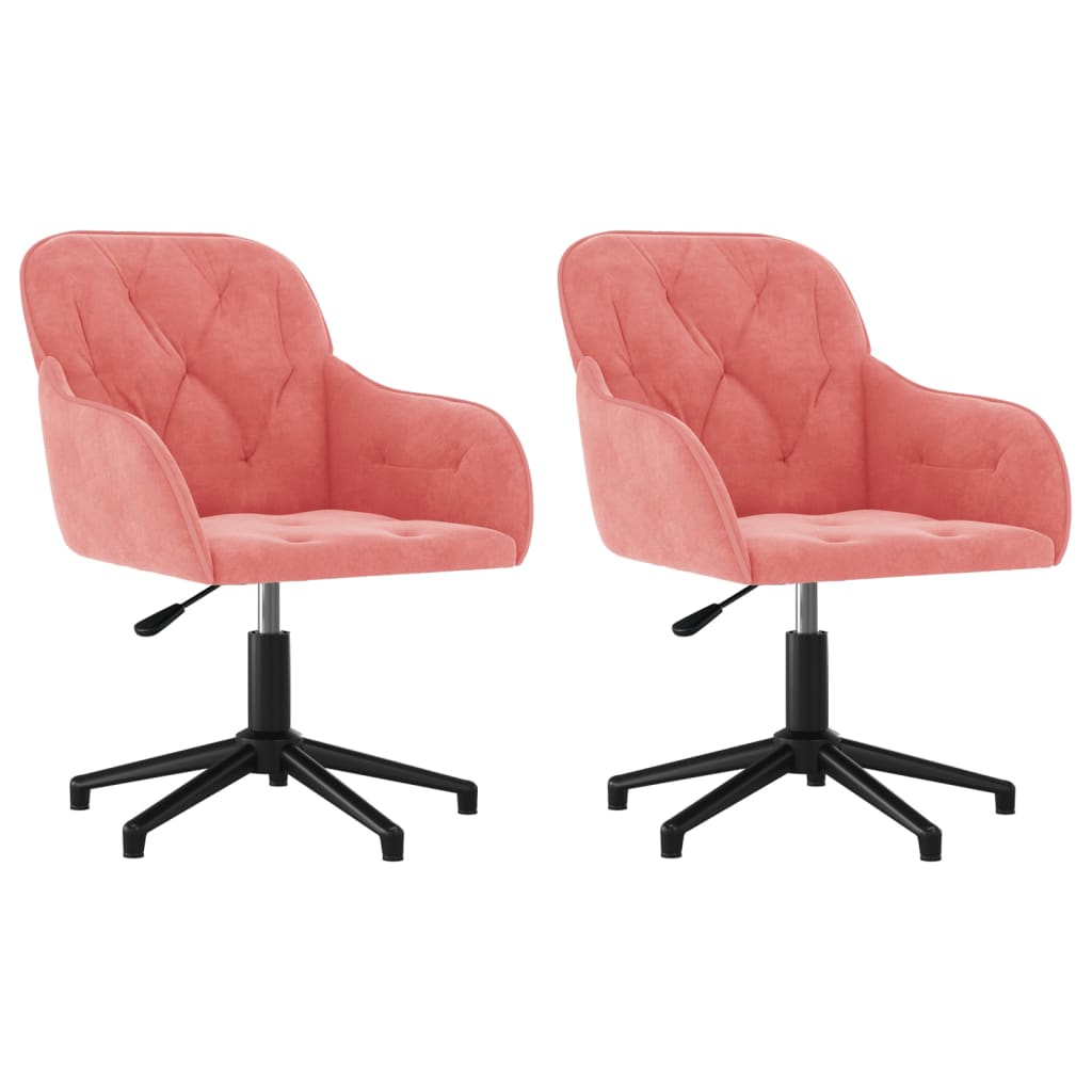 Swivel Dining Chairs Set of 2 Pink Velvet