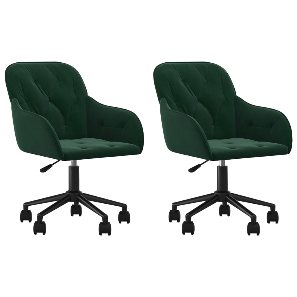 Chaises pivotantes à manger lot de 2 Vert foncé Velours