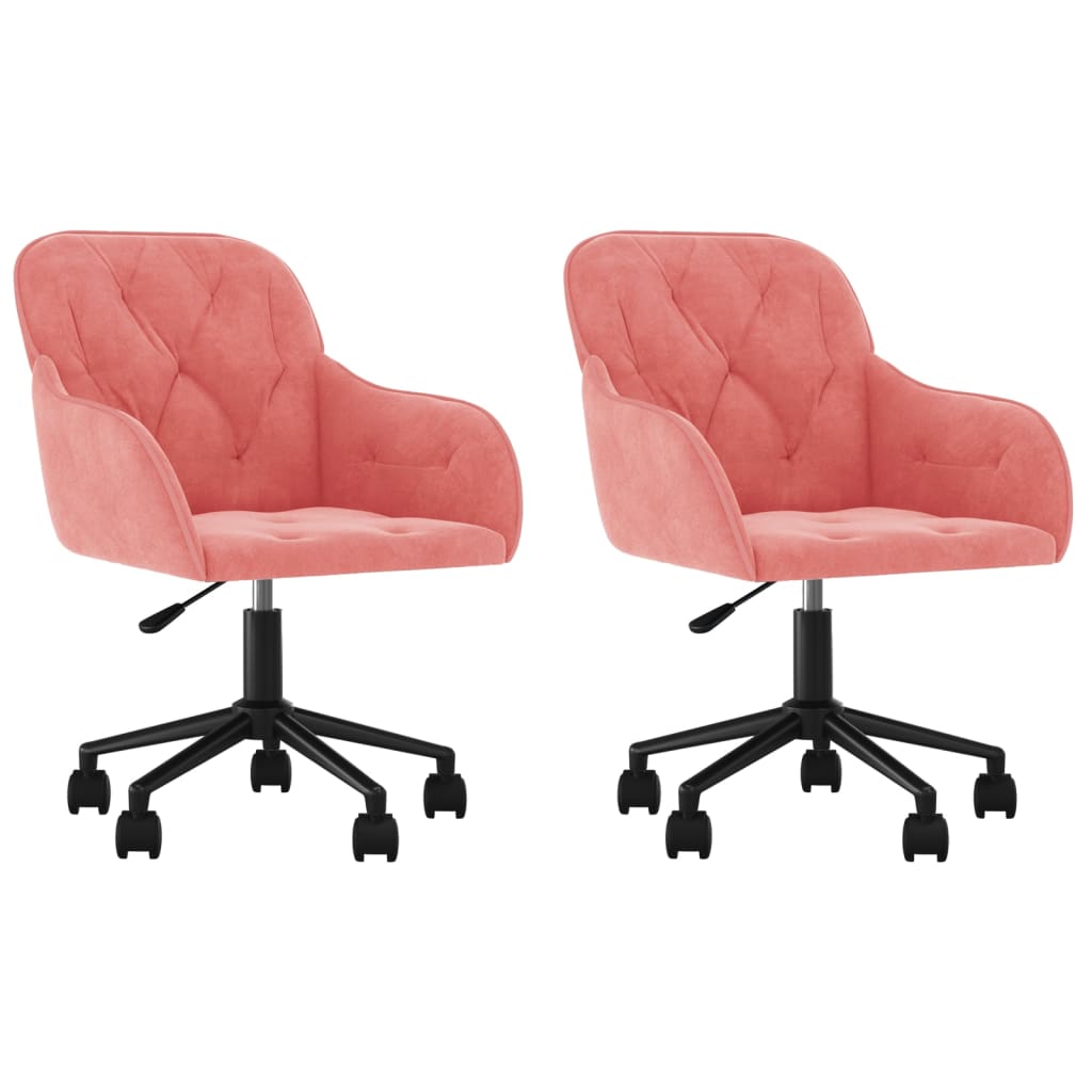 Chaises pivotantes à manger lot de 2 Rose Velours