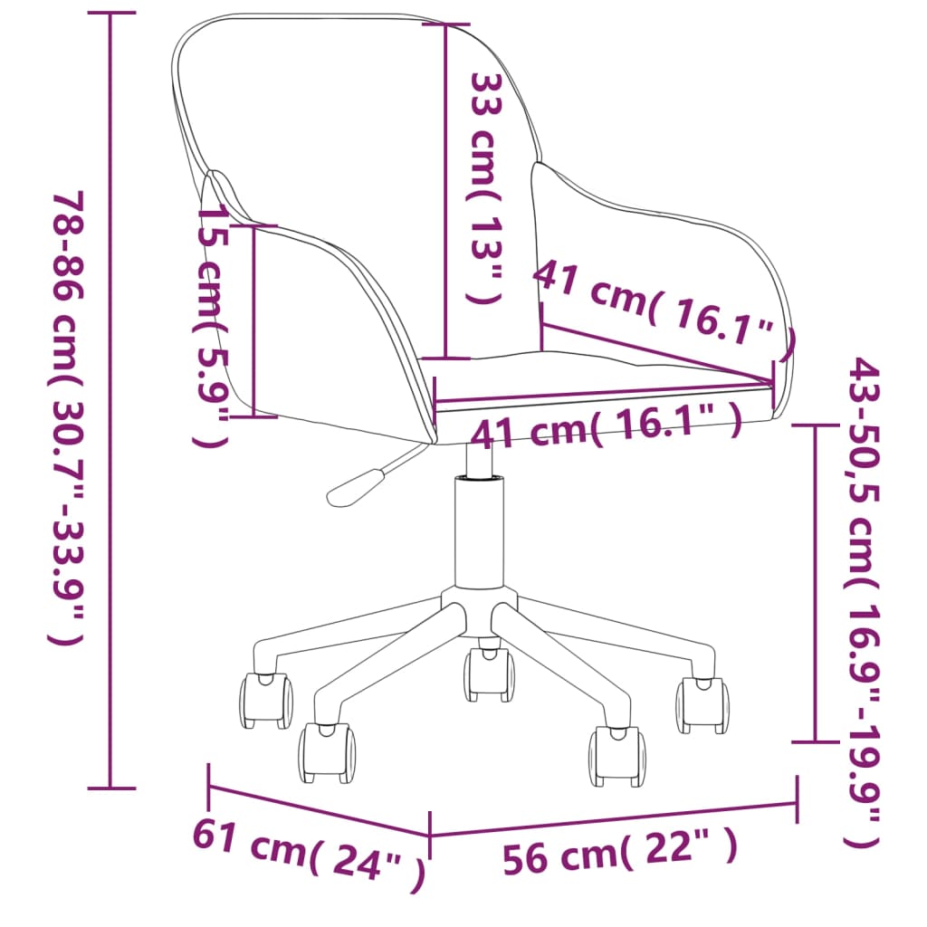 Chaises pivotantes à manger lot de 2 Rose Velours