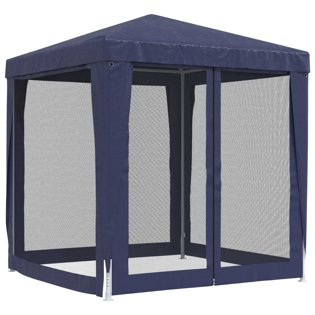 Tente de fête avec 4 parois latérales en maille Bleu 2x2 m PEHD