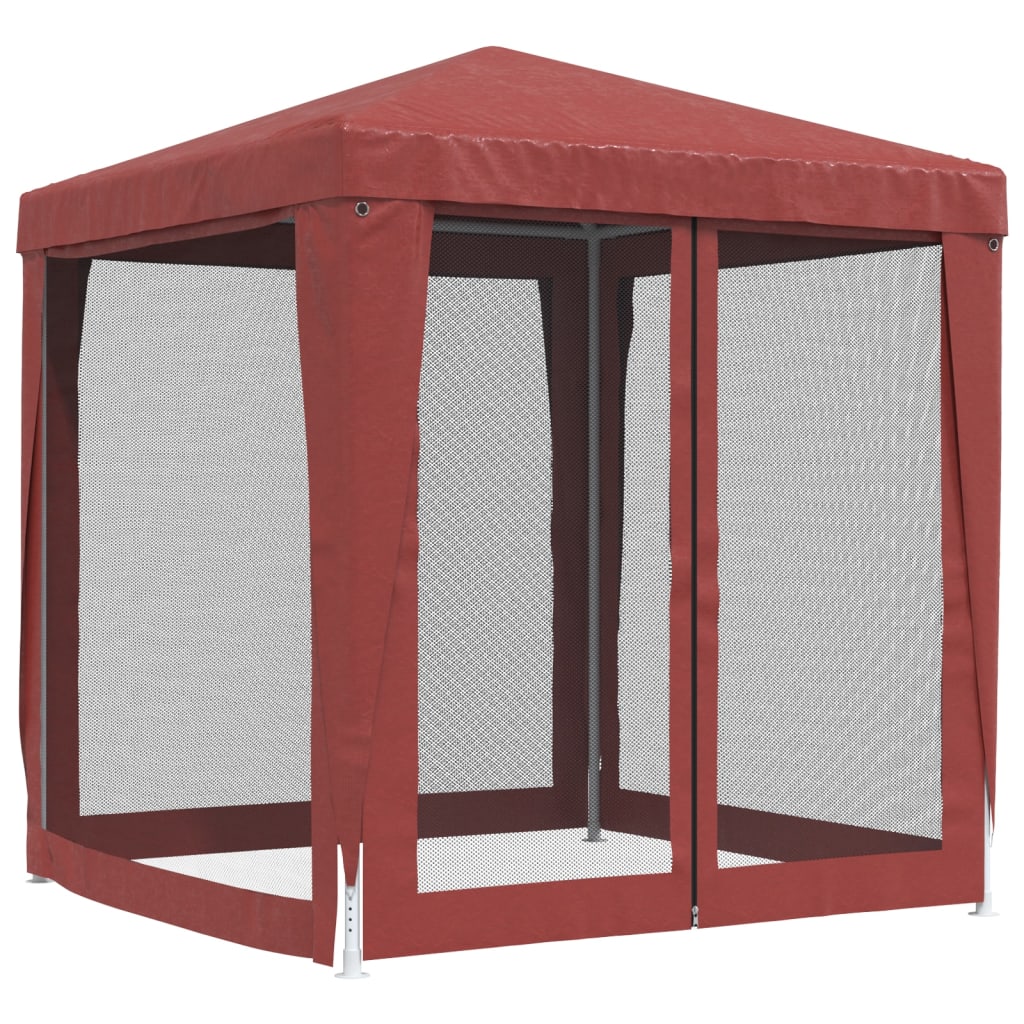 Party tent with 4 mesh side walls Red 2x2m HDPE