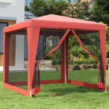 Tente de fête avec 4 parois latérales en maille Rouge 2.5x2.5 m