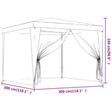 Party tent with 4 mesh sidewalls Blue 3x3 m HDPE