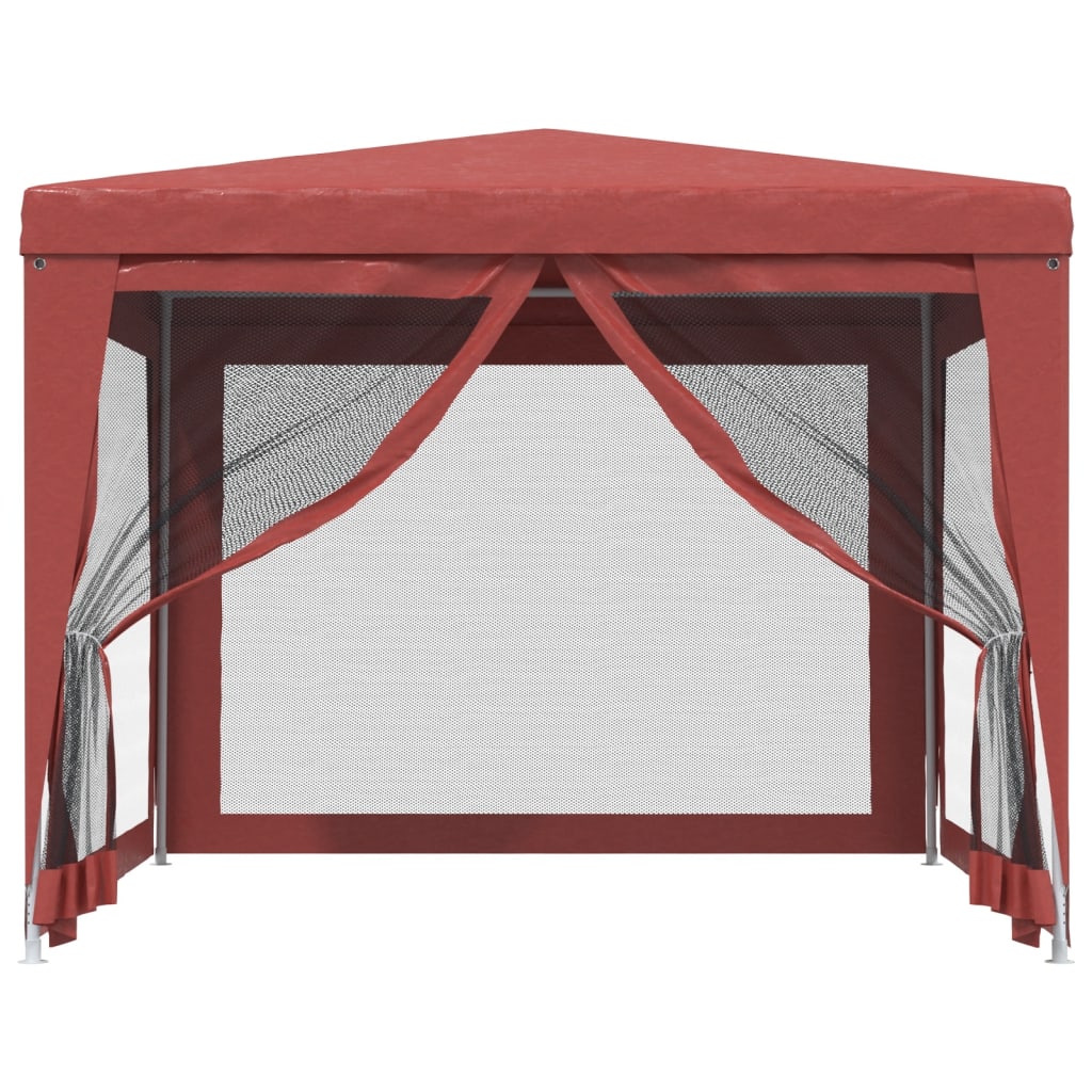 Tente de fête avec 4 parois latérales en maille Rouge 3x3m PEHD