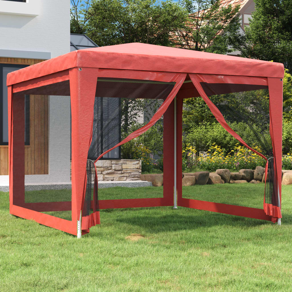 Tente de fête avec 4 parois latérales en maille Rouge 3x3m PEHD