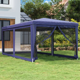 Tente de fête avec 6 parois latérales en maille Bleu 3x6 m PEHD