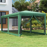 Tente de fête avec 4 parois latérales en maille Vert 3x6 m PEHD