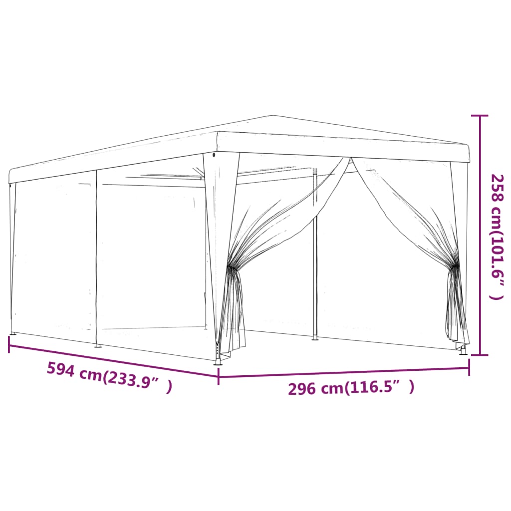 Tente de fête avec 6 parois latérales en maille Anthracite 3x6m