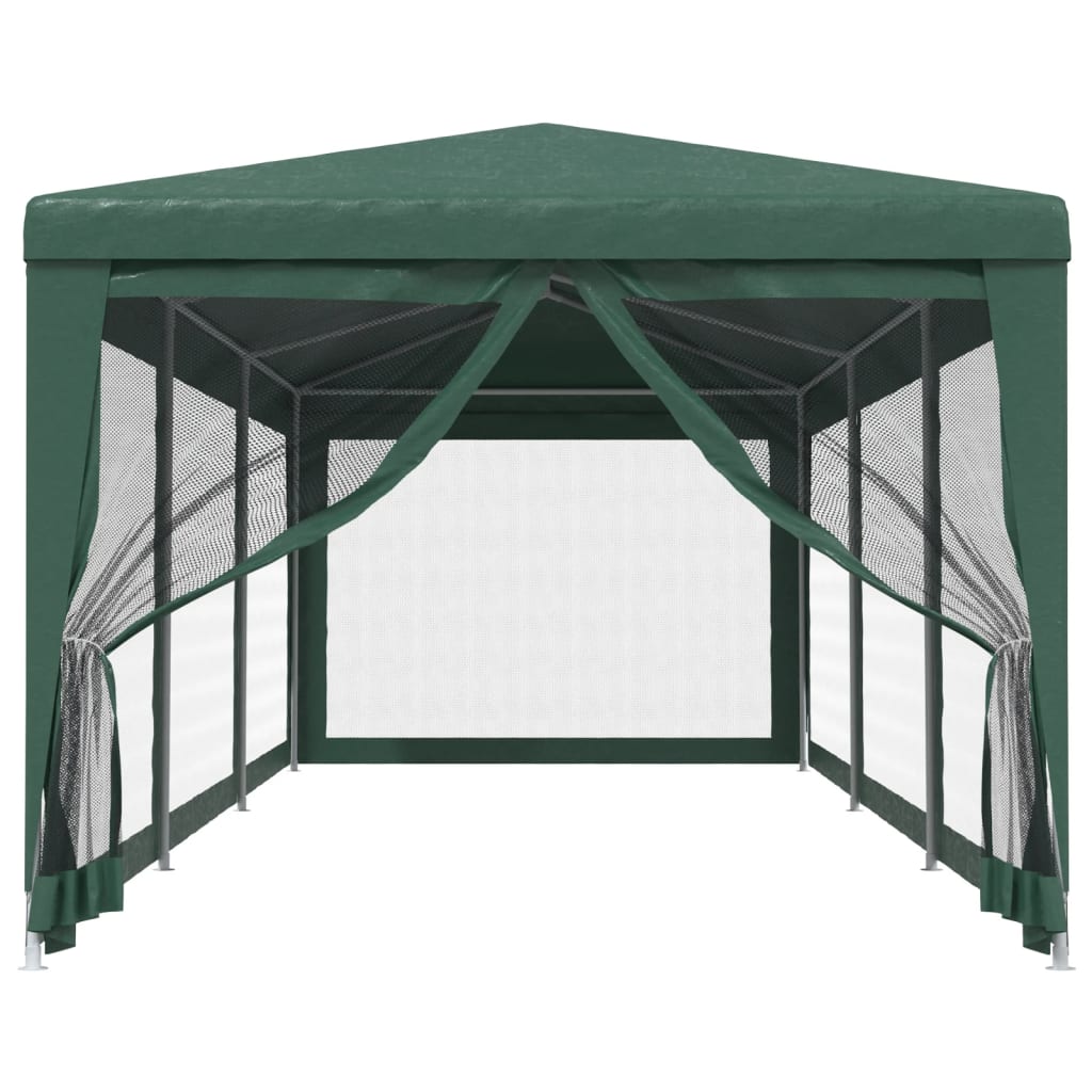 Tente de fête avec 8 parois latérales en maille Vert 3x9 m PEHD