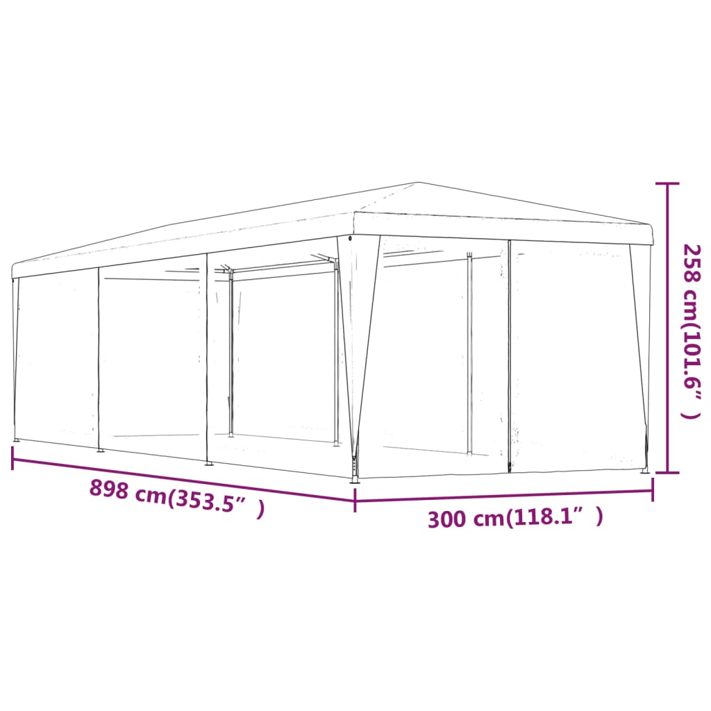 Tente de fête avec 8 parois latérales en maille Anthracite 3x9m