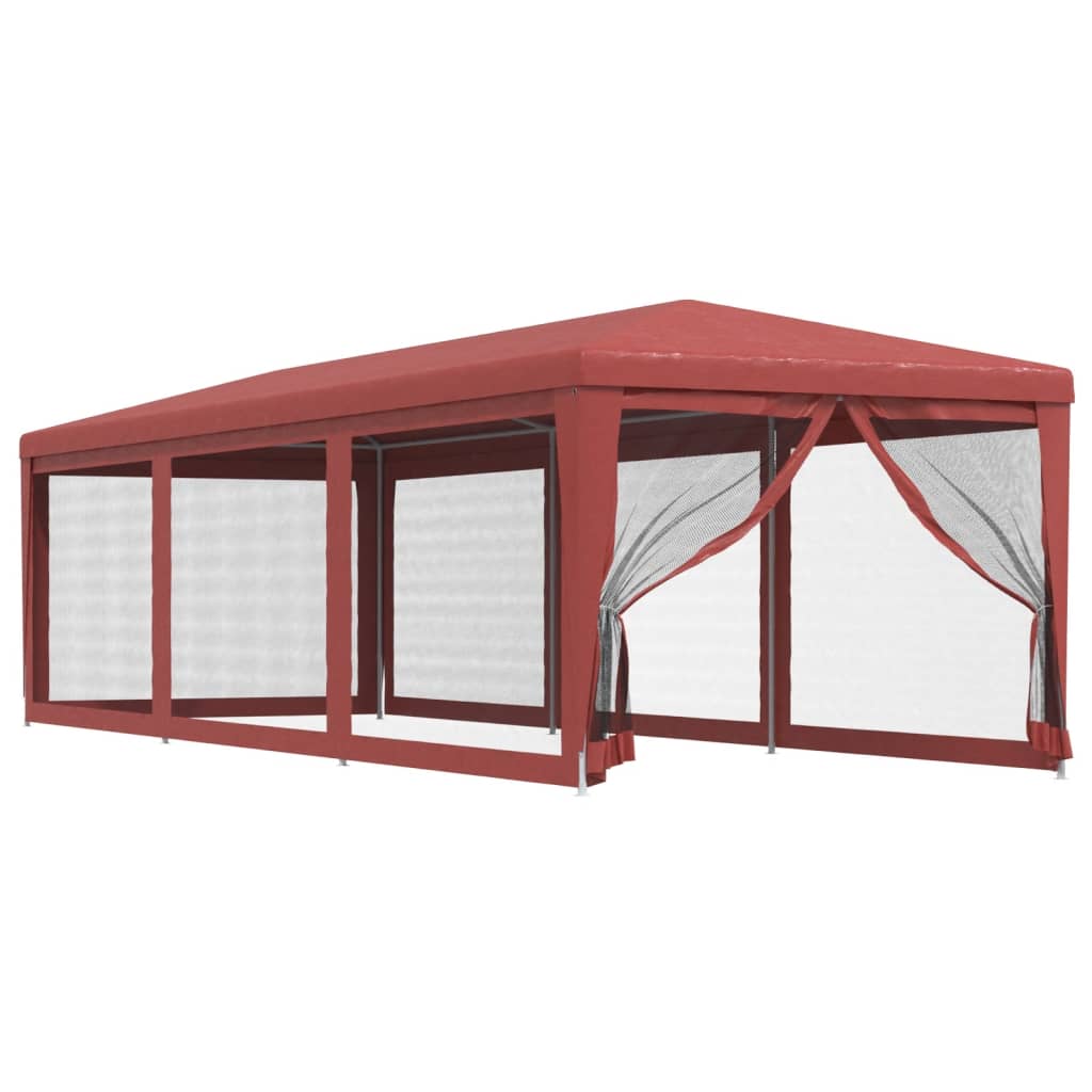 Partyzelt mit 8 Mesh-Seitenwänden, rot, 3 x 9 m, HDPE